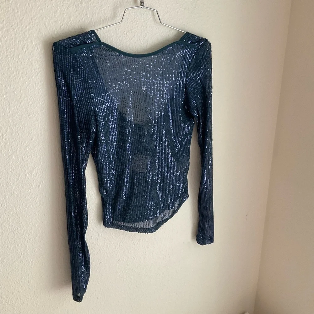 NWT Free People Unapologetic Sequin Long Sleeve Top